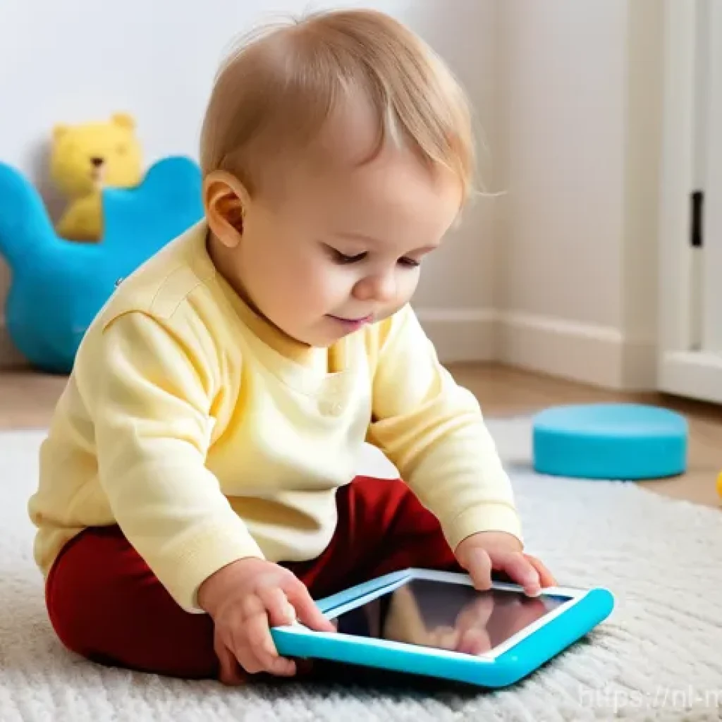 알파세대와 소셜 미디어의 연결 고리 - **Prompt 1: Early Digital Discovery**
A bright-eyed toddler, approximately 2 years old, from Gen...